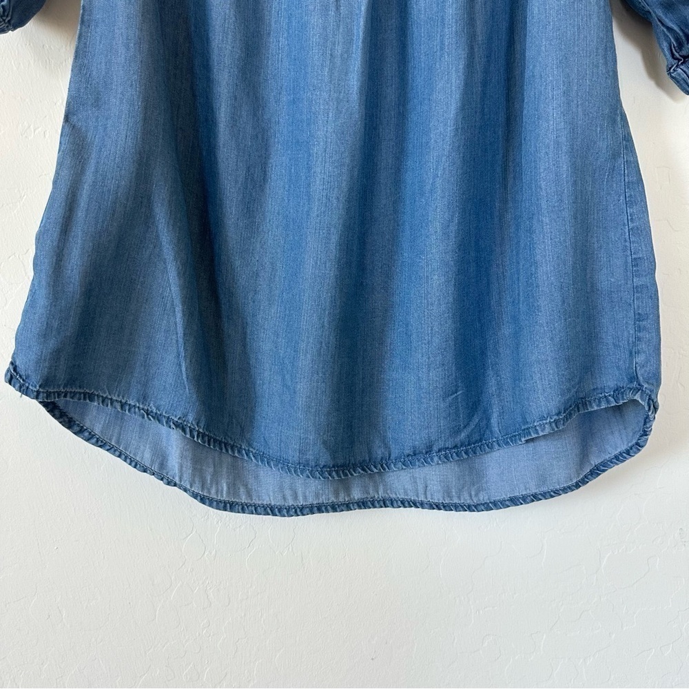 Beachlunchlounge Boho Chambray Embroidered Peasant Style Top Size Small - Picture 7 of 10